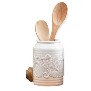 Ivory Beach Ceramic Utensil Holder